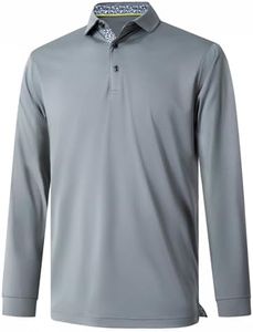 Long Sleeve Golf Shirt Men Performance Tennis Athletic Golf Polo Long Sleeve Shirts for Men Grey
