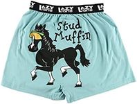 Lazy One Funny Animal Boxers, Novelty Boxer Shorts, Humorous Underwear, Gag Gifts for Men, Horse (Stud Muffin, Medium), Stud Muffin Boxers, Medium