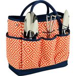 Picnic at Ascot Diamond Collection Gardening Tote with Tools, Orange/Navy