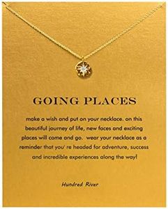 Hundred River Friendship Anchor Compass Necklace Good Luck Elephant Pendant Chain Necklace with Message Card (gold diamond compass)