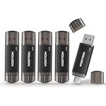 64GB USB 2.0 Type C Stick 5-Pack, KOOTION 2-in-1 Dual Flash Drive USB A + USB C OTG Flash Drive for Android Smartphone Tablet Computer Laptop (Black)