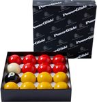 POWERGLIDE 16 Ball Pool Billiards Set | Reds and Yellows | Tournament | 1 7/8" / 47.6mm Diameter | Boxed, Yellow/Red