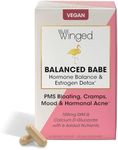 Winged Wellness Balanced Babe | Hormone Balance & Estrogen Detox for Women | PMS Bloating, Cramps, Mood Swings & Hormonal Acne | 100mg DIM, 100mg Calcium D-Glucarate & 6 Added Nutrients | 60ct