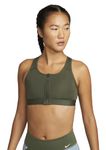 Nike Women's Polyester Wire Free Sports Bra (DD1206-325_Cargo Khaki/White_L)