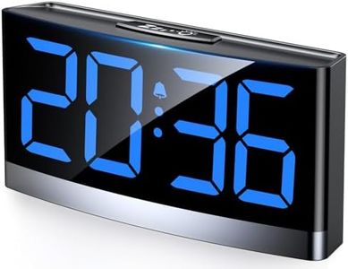 Rolgno Sveglia Digitale da Comodino, Sveglia Smart con Numeri LED Blu, Snooze Orologio Alarm Clock, 5 Livelli di Luminosità & Volume, 3 Allarme, Alimentazione USB, 12/24 Ore (Adattatore NON Incluso)
