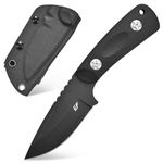 Eafengrow EF121 EDC Fixed Blade Knife D2 Blade Steel G10 Handle with Kydex Sheaths for Outdoor Activities Camping (Black)