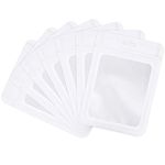 100 Pieces Mylar Bags Smell Proof Bags Resealable Bags for Small Business with Clear Window Holographic Bags for Food Storage and Lip Gloss, Jewelry, Eyelash Packaging (White,5.5 x 7.9 Inch)