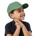 Cooltto Toddler Baseball Hats for Boy & Girls, with Smile Face Pattern & Soft Cotton Sweat Band Mesh Washed Funny Hats Adjustable Cute Caps for Age 3-12 in Summer (Green)