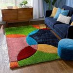 FIASCO Carpets for Living Room, Bedroom and Centerpeice Carpets | Modern Floor Carpets and Rug Runner | Shaggy Carpets 2 Pile High (Size 5X8 Multi)