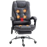 Vinsetto Heated 6 Points Vibration Massage Executive Office Chair Microfiber Adjustable Swivel High Back Desk Chair with Footrest Dark Grey