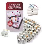 FunBlast Double 6 Color Dot Dominoes Game Set - White Dominoes 28 Piece Set Toy in Tin Case – 6 Dot Dominoes Match & Educational Game (Multicolor)