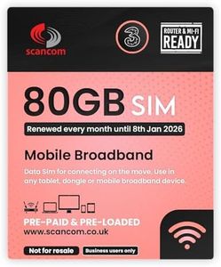 Three 80GB Data SIM - 5G Business-Grade Data Renewed Monthly until 8th January 2026 - Perfect for Wifi Routers, Tablets & Phones (80GB Until 8th January 2026)