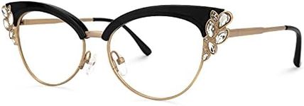 Voogueme Stylish Blue Light Blocking Cat Eye Glasses Portia VFX0060 (Black/Crystal)