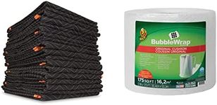 WEN 272812 72-Inch by 80-Inch Heavy Duty Padded Moving Blankets, 12 Pack & Duck Brand Bubble Wrap Roll, Original Bubble Cushioning, 12" x 175', Perforated Every 12" (286891)