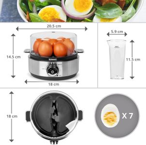 Duronic Electric Egg Boiler – 7-Egg Steamer & Poacher, Automatic Cooker