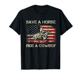 Vintage Western Rodeo USA Flag Save A Horse Ride A Cowboy T-Shirt