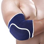 Workouty 1 Pair Compression Elbow Pads Arm Brace Support Fitness Arm Knee Protector Volleyball Basketball Breathable Elbow Wraps (Blue)