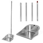 Large Size Heavy Duty Dustpan with Long Handle, VOOWO 43" Stainless Steel Dust Pan Standing Upright Dustpan, Indoor Outdoor Dust Pan with Handle for Kitchen and Home, Shop, Lobby and Office