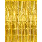 CHRORINE 6.5ft Gold Foil Fringe Tinsel Curtain Party Backdrop Curtain for Gold Party Princess Party New Year's Eve Party Christmas decorations 16th 30th 40th 50th Birthday Party Decorations