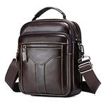 BAIGIO Mens Leather Shoulder Bag Vintage Cross Body Bag Men's Crossbody Bag Casual Business Clutch Handbag with Top Handle Bag for Work Travel Daily