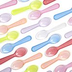 Extra Sturdy, BPA Free 100ct Plastic Tasting Spoons. Disposable Mini Tasters for Small Sampling or Individual Portions of Ice Cream, Sauces and Appetizers. Great for Food Trucks, Parties and Events.