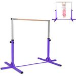 COSTWAY Gymnastics Training Bar, 90-150cm Height Adjustable Horizontal Kip Bars with Non-slip Rubber Pads, Home Gym Sports Equipment for Kids Juniors, 100kg Weight Capacity (Purple)