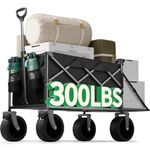 Festival Trolley, 300L Folding Beach Trolley Cart with Adjustable Tailgate, 360° Wheels and Brake Load up 150KG, Adjustable Handle Cover Bag, All-Terrain Wagon or Beach Camping Garden