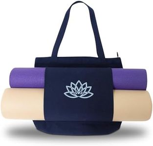 Hygge Beaute Navy Blue Yoga Bag for Women with Yoga Mat Carrier Bag for Small Sized Mats (17"x13.75"x5")-Canvas Shoulder Handbag Nurse Women Tote Bag for Workout, Travel, Beach, Yoga and Gym