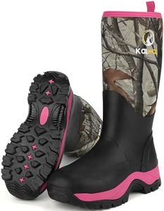 Kalkal Women's Rubber Boots, Waterproof Tall Rain Boots, 6mm Neoprene Insulated, Hunting Boots for Mud Working Gardening Farming (Size 8, Pink)
