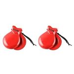 2pcs Traditional Flamenco Castanets Spanish Castanets with String Wooden Hand Percussion Musical Instrument Beginner Hand Castanet Percussion Instrument for Beginners and Professionals Easy Music