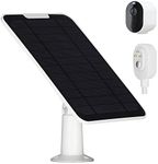 Upgrade 5W Solar Panel Charging Compatible with Arlo Pro 3/Pro 4/Pro 5S/Ultra/Ultra 2/Go 2 Continuous Power Supply IP65 Weatherproof with 9.8ft Charging Cable and Adjustable Wall Mount 1Pack