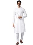 See Designs Mens Kurta | Specially Crafted and Designed for the Eid Festival White Cotton Embroidered Kurta With Pajama Set Mandarin Collar Long Sleeves Chikankari Kurta | SDKT109301L