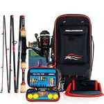 Amundson Savvy Rider Fishing Rod and Reel Combo Graphite Carbon Rod Portable Travel Camping Kit All Season Fishing with Lures for Beginner and Angler Fishing Gift for Backpacking Hiking Kayaking