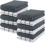 Utopia Towels - Kitchen Towels, 12-Pack - 15 x 25 Inches, Dobby Weave Kitchen Towels - 100% Ring Spun Cotton Super Soft and Absorbent Dish Towels, Tea Towels and Bar Towels (Grey)