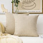 Home Brilliant Beige Cushion Covers Burlap Linen Decorative Handmade Throw Pillows for Couch Patio, 65x65 Cushion Cover Set of 2, 65 cm, 26 inch, Light Linen