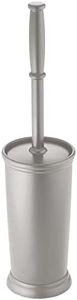 mDesign Toilet Bowl Brush and Holder - Covered Bathroom Toilet Brush - Standing Toilet Bowl Scrubber in Modern Holder - Compact, Space Saving, Deep Cleaning Brush for Toilet - Hyde Collection - Gray