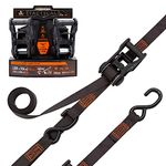 SMARTSTRAPS #4629 10-Foot Tactical Ratchet Straps, Haul Heavy-Duty Loads Like Boats and Appliances, 3,000 lbs Break Strength & 1,000 lbs Safe Work Load, 2-Pack, Black