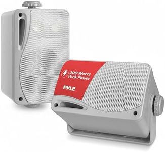 3-Way Weatherproof Outdoor Speaker Set - 3.5 Inch 200W Pair of Marine Grade Mount Speakers - in a Heavy Duty ABS Enclosure Grill - Home, Boat, Poolside, Patio, Indoor Outdoor Use - Pyle PLMR24 (White)