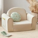 Tiny Land 2-in-1 Foldable Kids Couch with Pocket Soft Thick Toddler Sofa