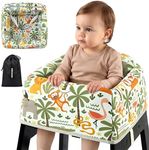 Mamatepe Baby High Chair Cover with Strap Pads & 2-Point Harness - Machine Washable, Waterproof, Portable for Restaurant/Travel/Home - Fits Wooden High Chairs, Green Forest