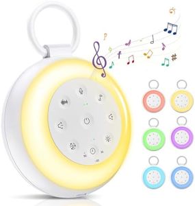 White Noise Machine, Necomi 24 Soothing Sound, Portable Baby Sleep Sound Machine with Bright Light, 6 Colors Night Light, Sleep Timer, USB Rechargeable, for Kids Adults