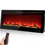 VEVOR Electric Fireplace, 50-inch Recessed and Wall Mounted, Fit for 2 x 4 and 2 x 6 Stud, Adjustable Flame Colors and Speed with Remote Control & Timer, Compatible for Alexa, 1500 W, Black