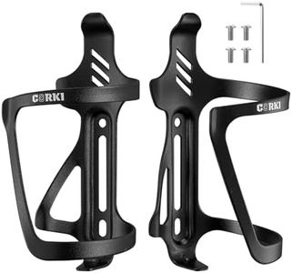 Corki Cycles Left Side Load Water Bottle Cage, Side Entry Bike Water Bottle Holder for Road & Mountain Bikes 2Pack-Black-Aluminum Alloy