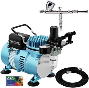 Iwata Eclipse HP CS Airbrush Set with a 1/5 hp Cool Runner II Dual Fan Air Compressor System Kit, Professional All-Purpose Dual-Action Gravity Feed Airbrush, 0.35mm tip, 6ft Hose, Holder, How-To Guide