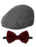 A&J DESIGN Toddler Hats for Boys Beret Vintage Driver Cap with Bow Tie Set, Black and Red, 12-24 Months