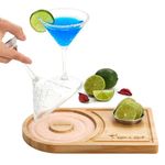 Sunziba Margarita Salt Rimmer Set | Bartender Accessories for Home Bar | Rimmer for Cocktails | Margarita Kit with Salt Rimmer for up to 6" Rims (Bamboo Salt Rimmer for Cocktails) | Bar Gifts