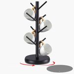 ZYZWTG Mug Holder Tree,New Upgraded 360° Rotated 8 Hooks Coffee Cup Holder for Counter,Wood Coffee Mug Rack Standing for Coffee Bar Accessories and Kitchen Home Organizer(Black), ZYZ-01