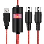 TNP Midi to USB Cable Interface Converter - IN OUT Midi Cable Host Adapter Plug Controller Wire Cord For Keyboard Synthesizer Device to Mac Pc Computer Laptop iPad iPhone Music Studio (Red 6 FT)