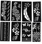 Ivana's 8 Pieces India Henna Tattoo Stencil Set for Women Girls Hand Finger Body Paint Temporary Tattoo