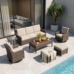 Varmoza Wicker Patio Conversation Set, Outdoor Patio Furniture Set with Deep Seating, Wide Armrests & Thick Cushions, All-Weather Outdoor Furniture Set for Patio, Porch, Deck & Backyard